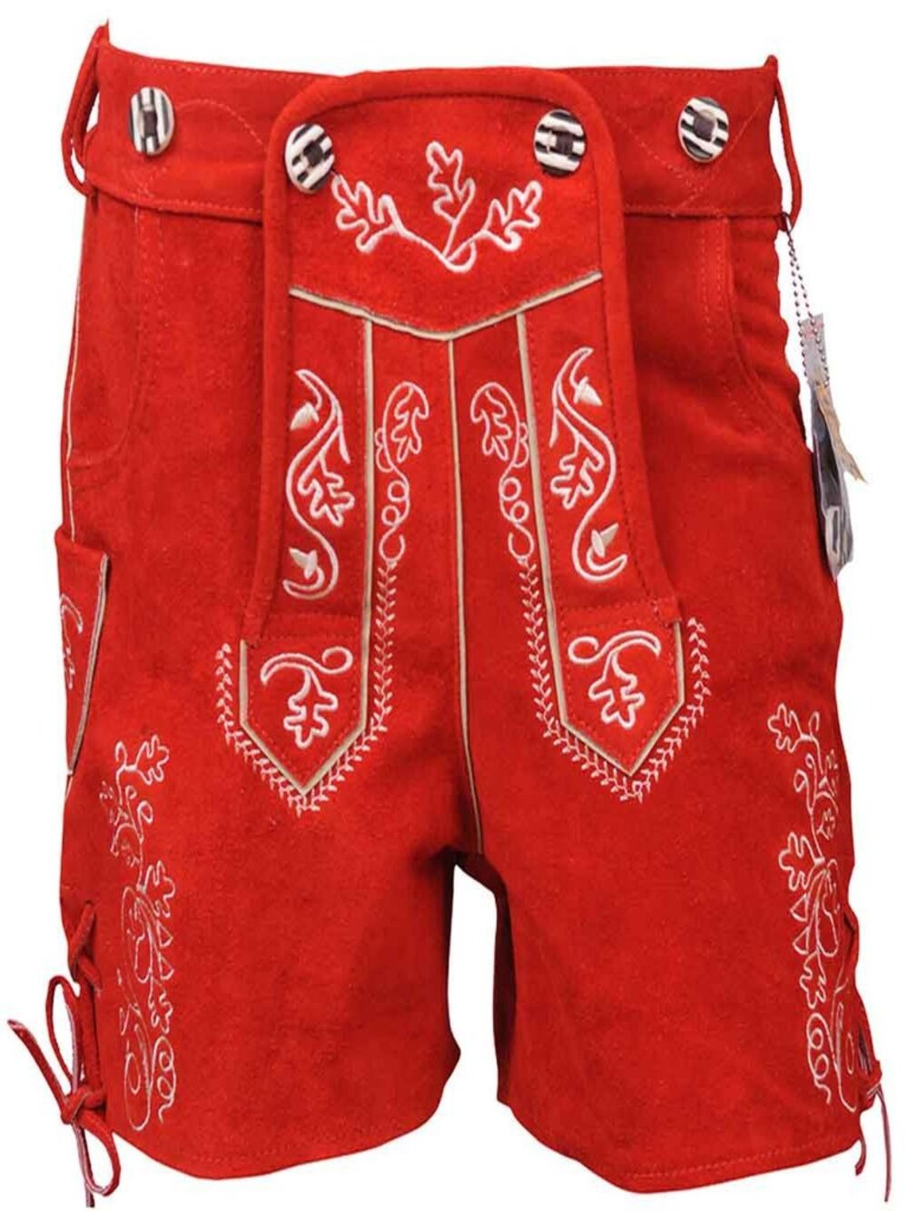 Women's Oktoberfest Costume | Red Suede Lederhosen Bavarian Outfit
